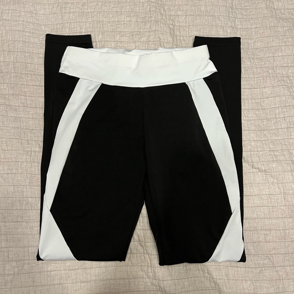 Black N White Striped Spandex Leggings